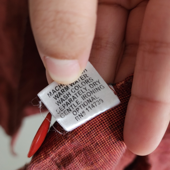 FLAX 100% Linen Button Up Jacket Blazer Brick Red Button Needs To Be Sewn On - Picture 5 of 7